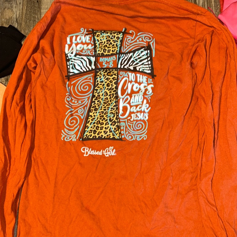 Orange blessed girl long sleeve shirt